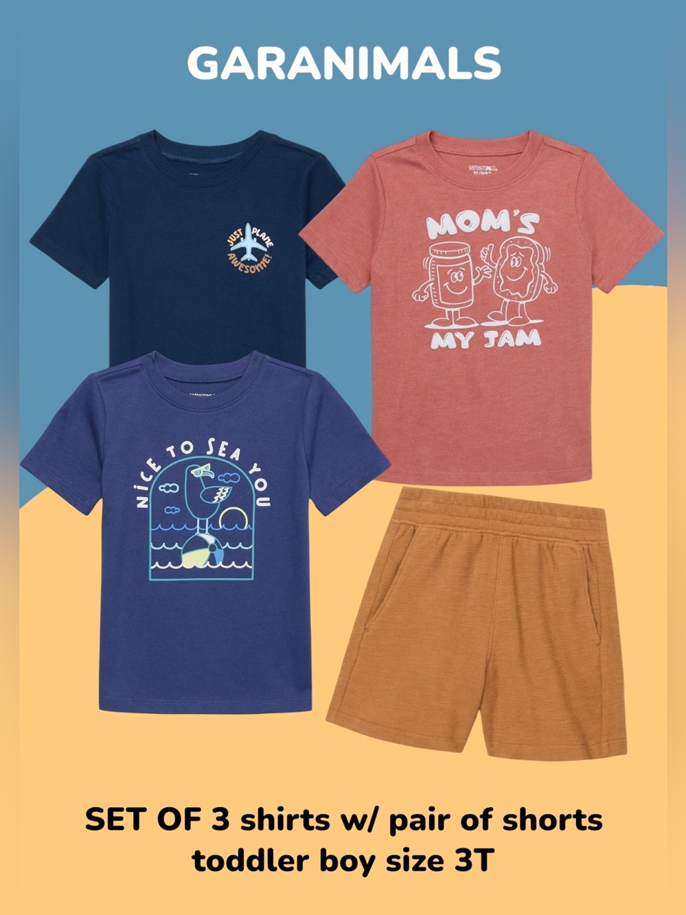 Garanimals SET OF 3 short sleeve graphic t-shirts w/ spongy knit shorts toddler
